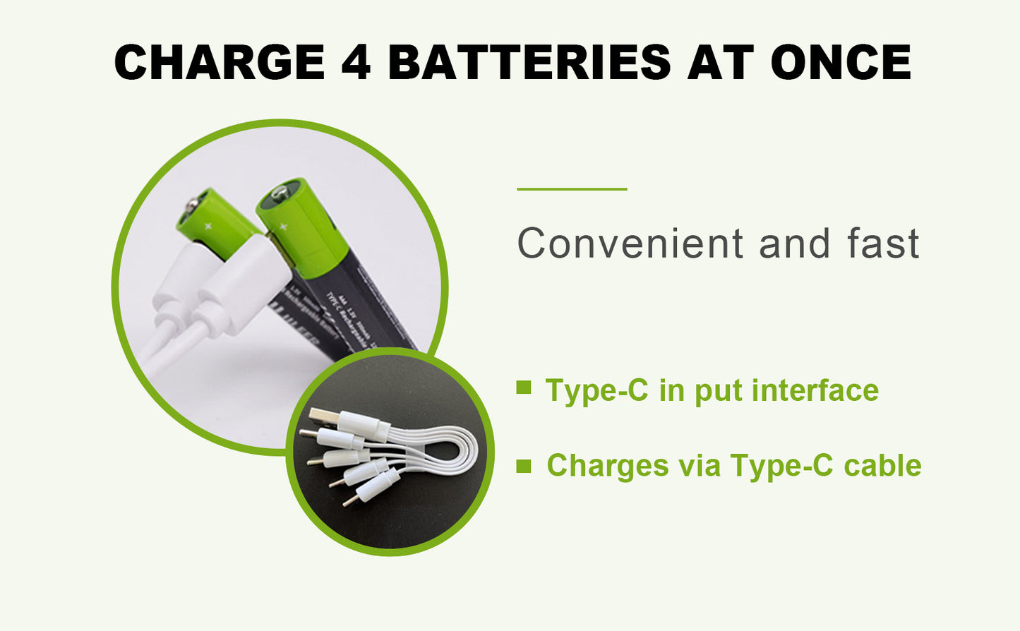 EnerC AAA Type-C Rechargeable Lithium-Ion Battery – 500 mAh 4 pack