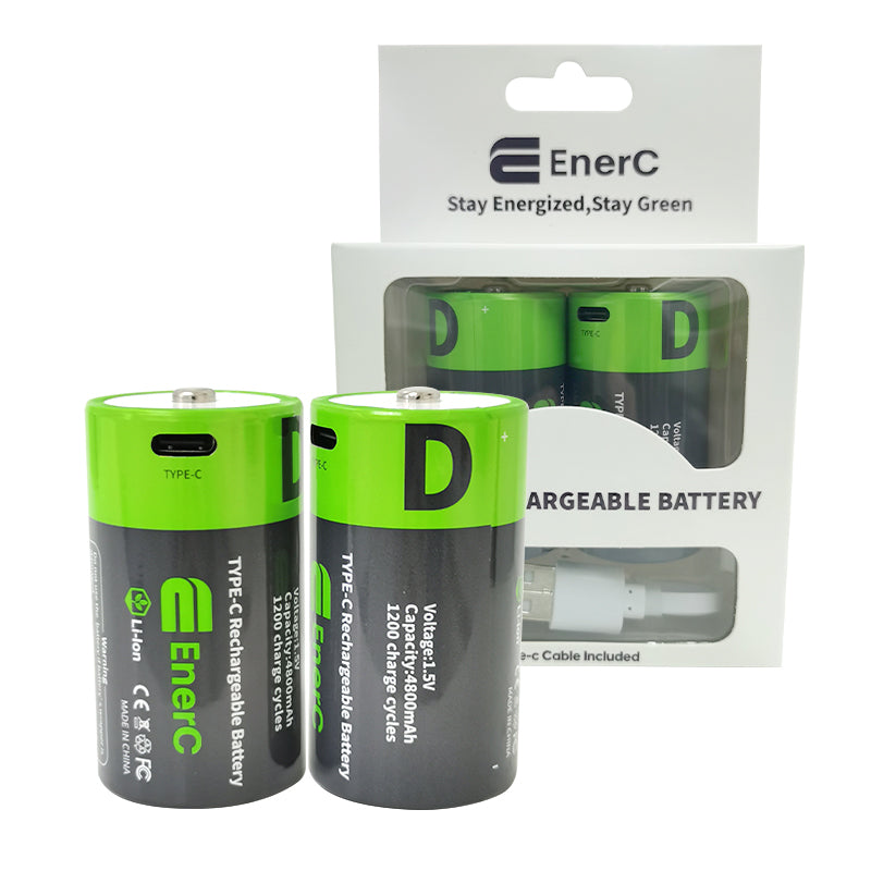 EnerC  D  Type-C Rechargeable Lithium-Ion Battery – 4800 mAh 2 pack