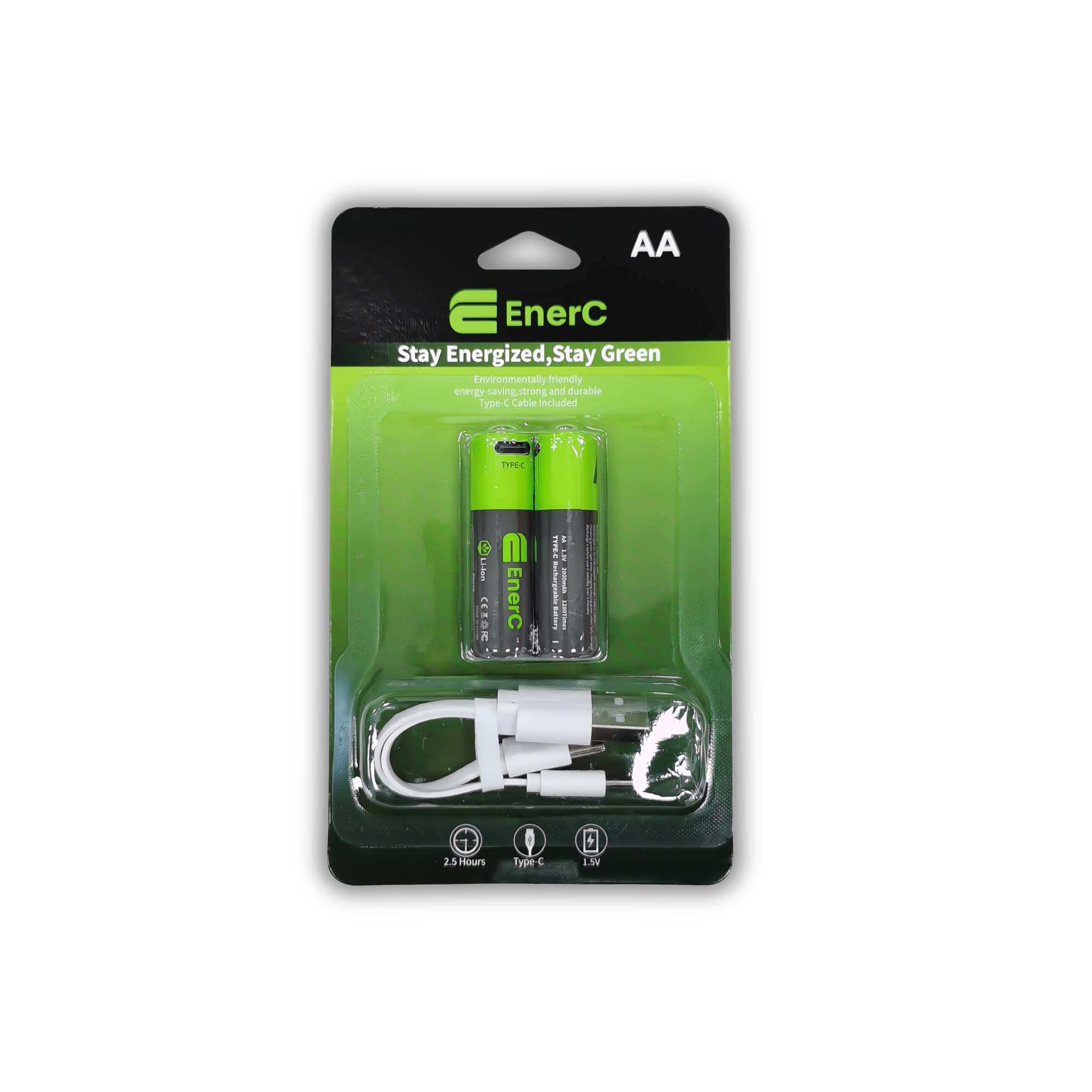 EnerC AA Type-C Rechargeable Lithium-Ion Battery – 2000 mAh