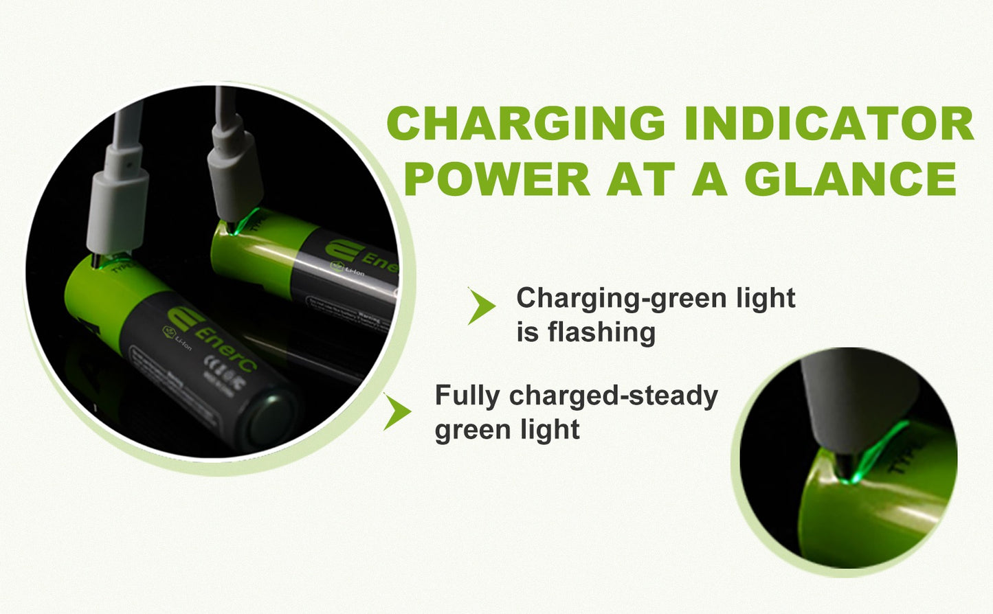 EnerC AA Type-C Rechargeable Lithium-Ion Battery – 2000 mAh 4 Pack